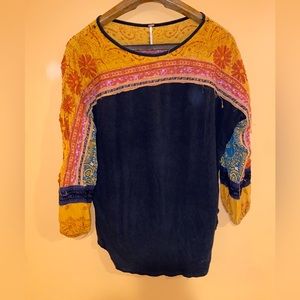 Free People Multicolor Embroidered Boho Tunic Top
